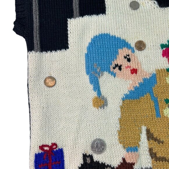 Vintage 1988 Berek Hand-Knit Wool Christmas Sweater Vest - Size Medium - Picture 6 of 6